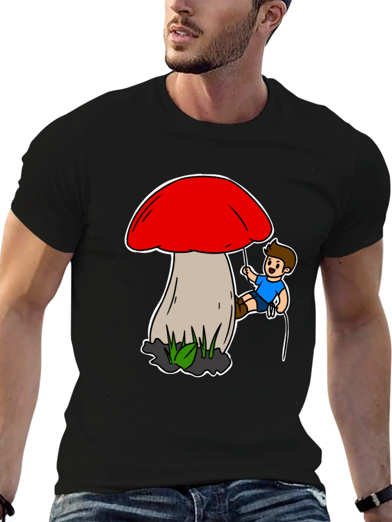 Mushroom Climber T-Shirt - Unique Cartoon Design