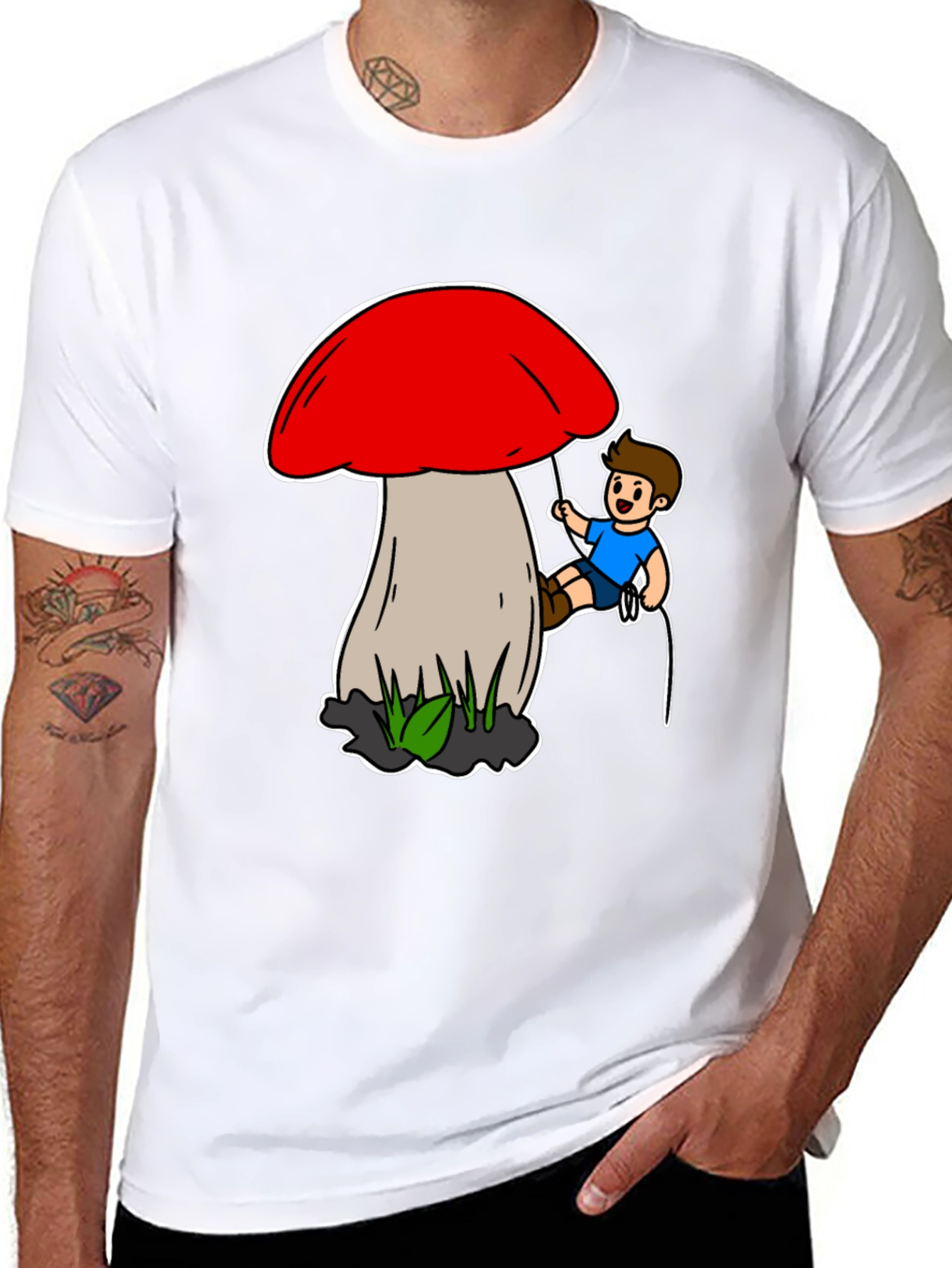 Mushroom Climber T-Shirt - Unique Cartoon Design