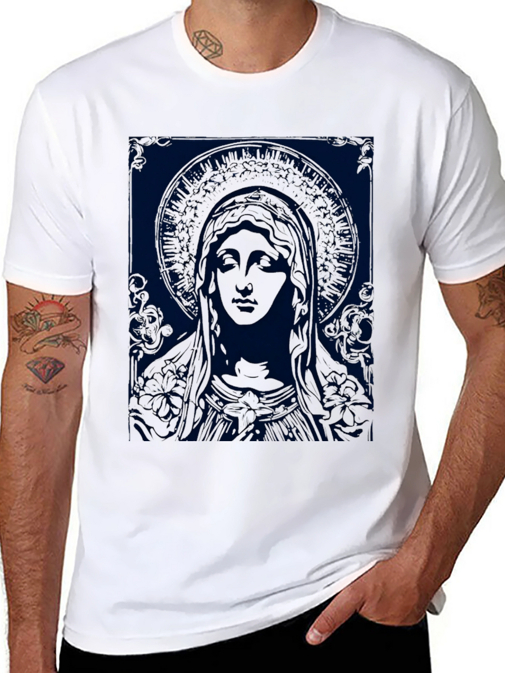 Religious Graphic Tee - Virgin Mary T-Shirt
