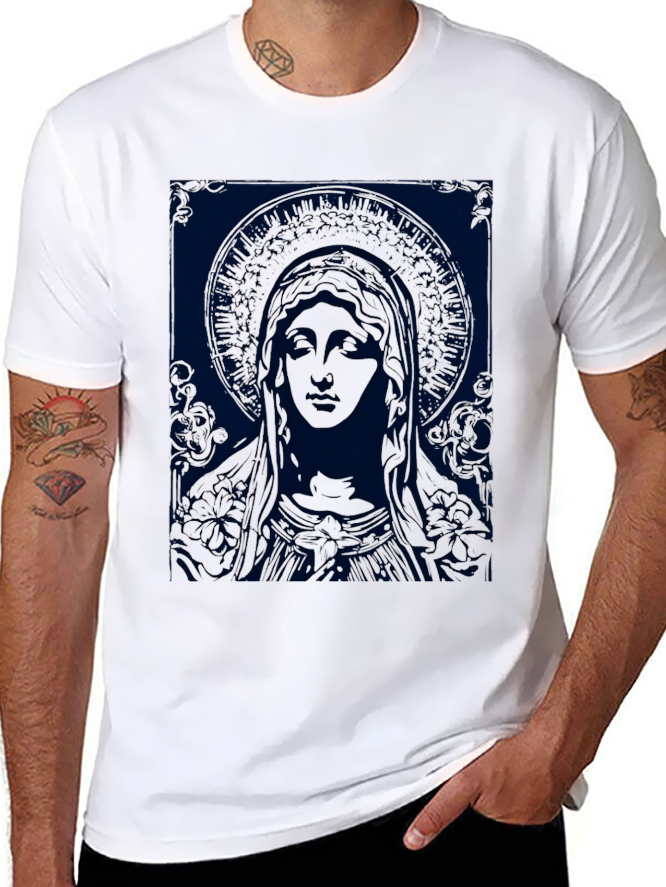 Religious Graphic Tee - Virgin Mary T-Shirt