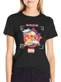 Skull & Flowers Retro Style Graphic Tee