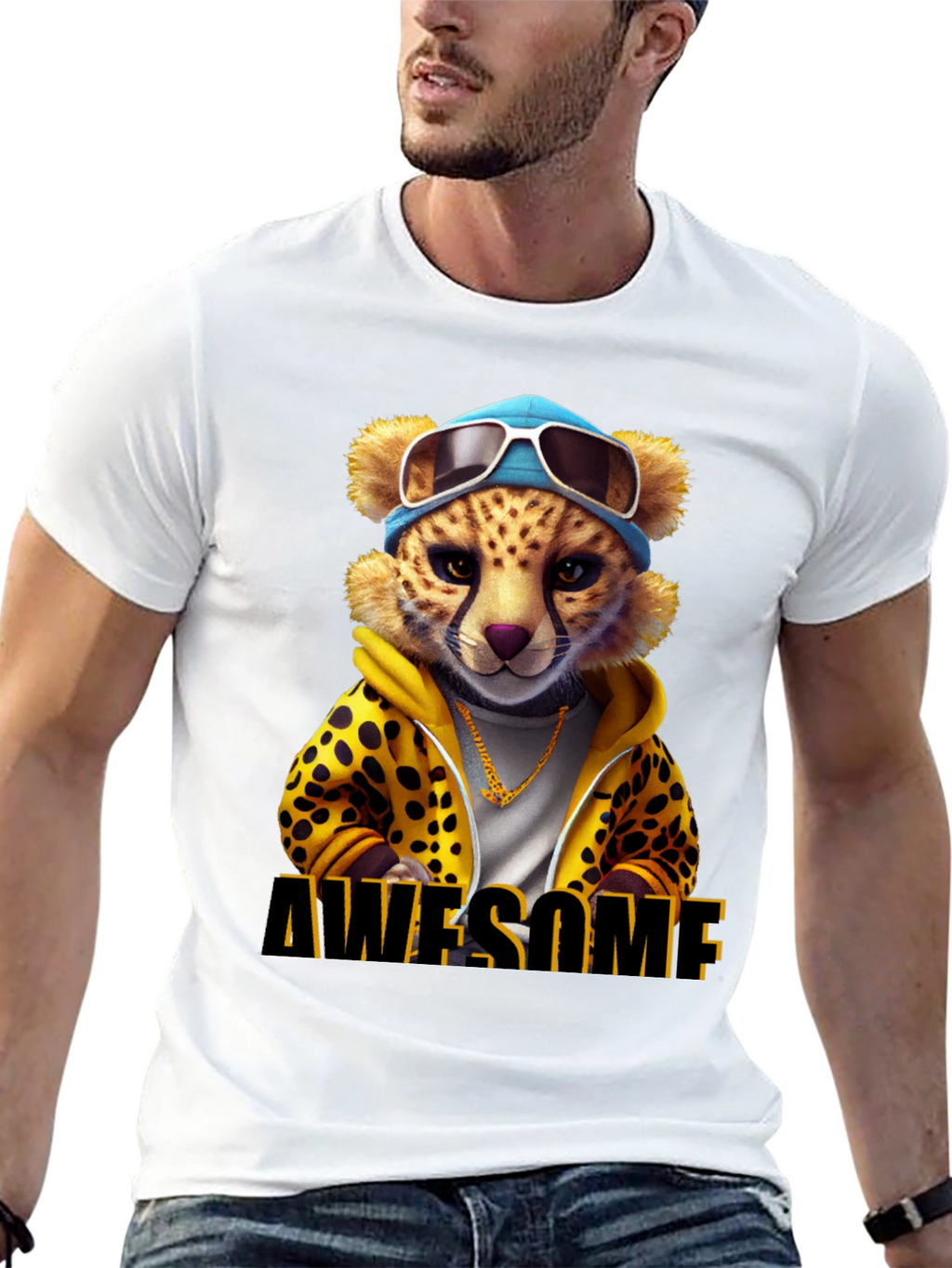 Awesome Cheetah Graphic T-Shirt