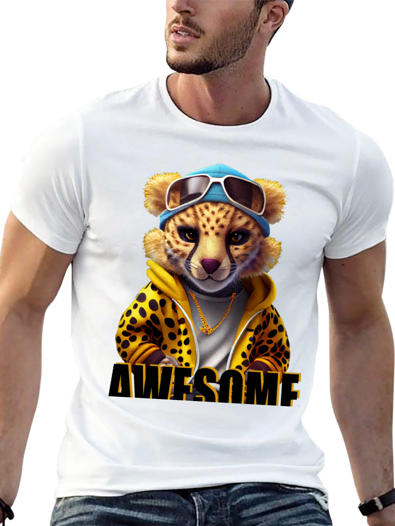 Awesome Cheetah Graphic T-Shirt