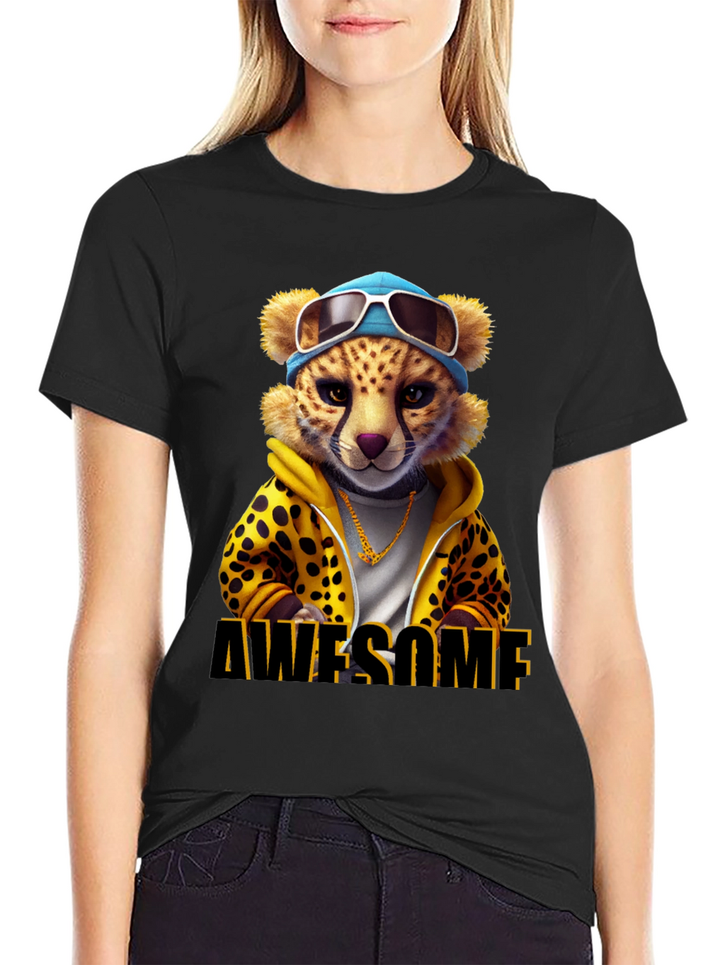 Awesome Cheetah Graphic T-Shirt