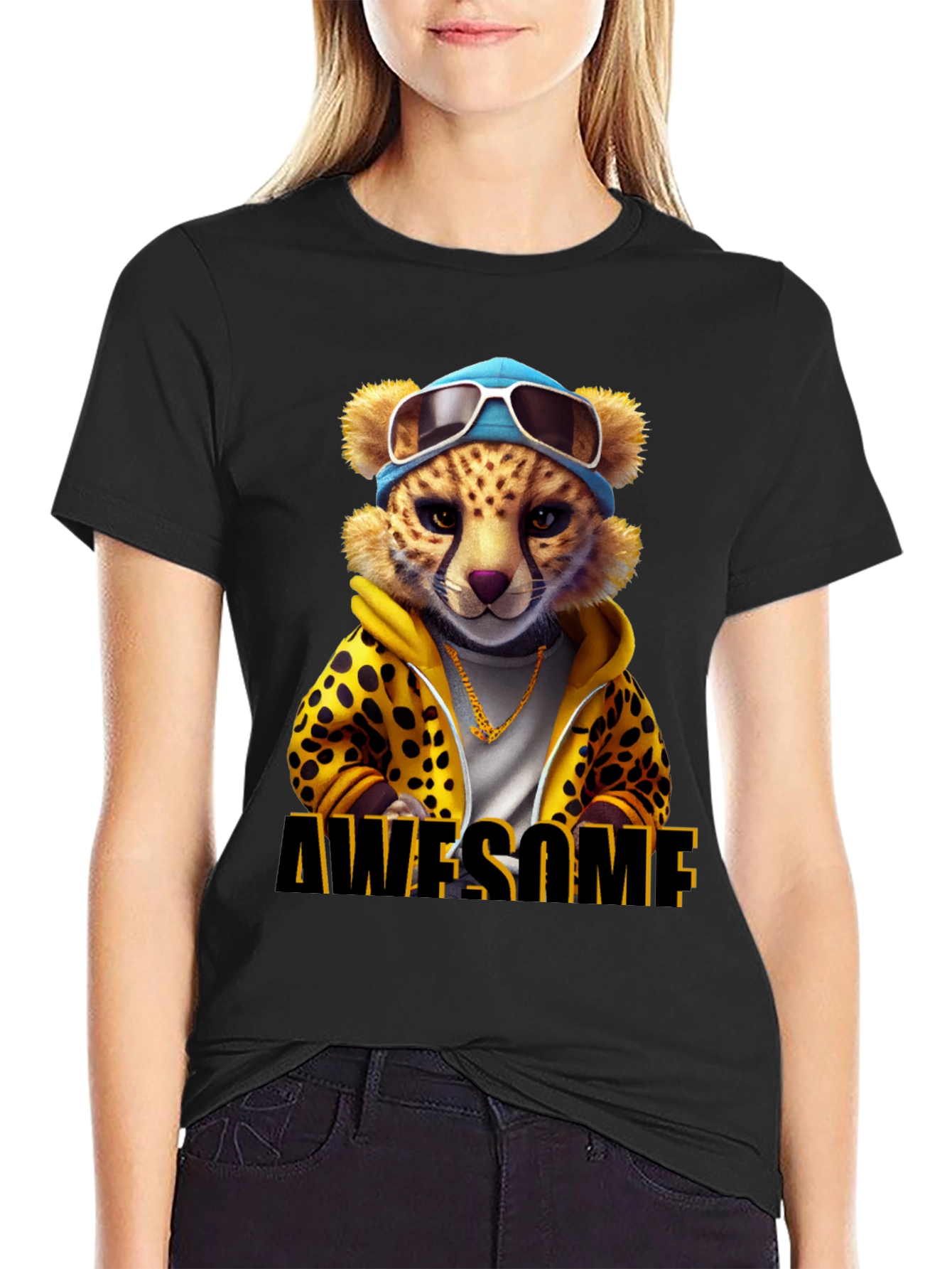 Awesome Cheetah Graphic T-Shirt