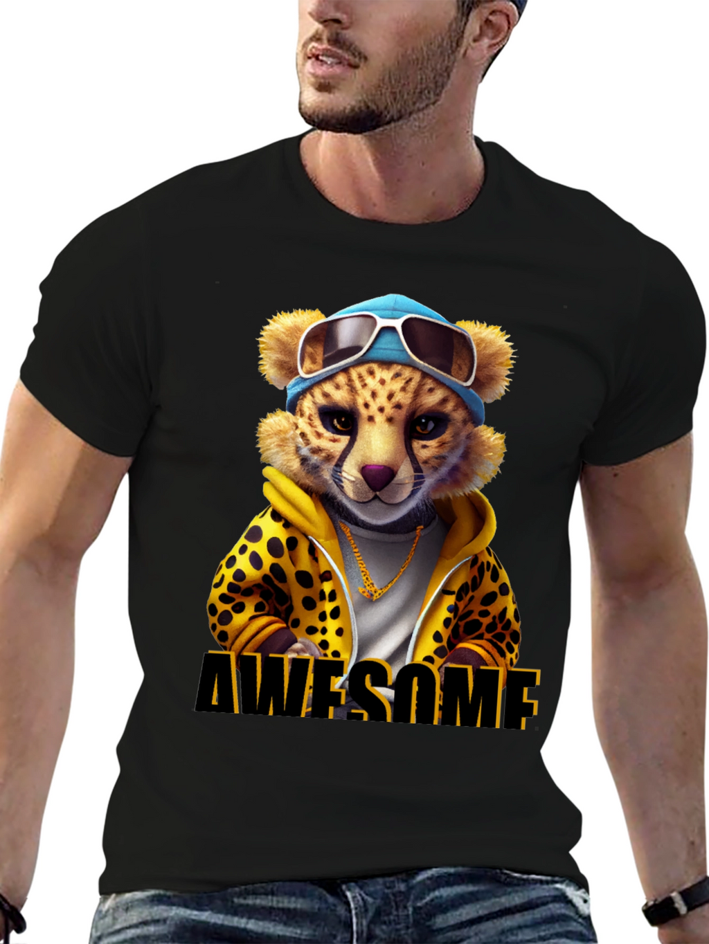 Awesome Cheetah Graphic T-Shirt
