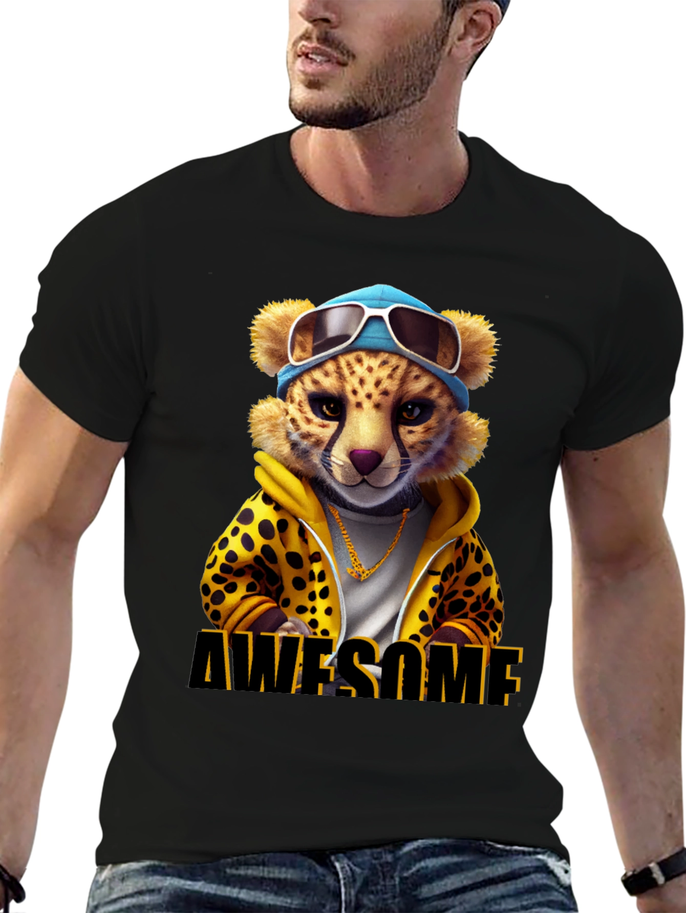 Awesome Cheetah Graphic T-Shirt