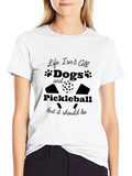 Dogs and Pickleball Black Graphic Tee