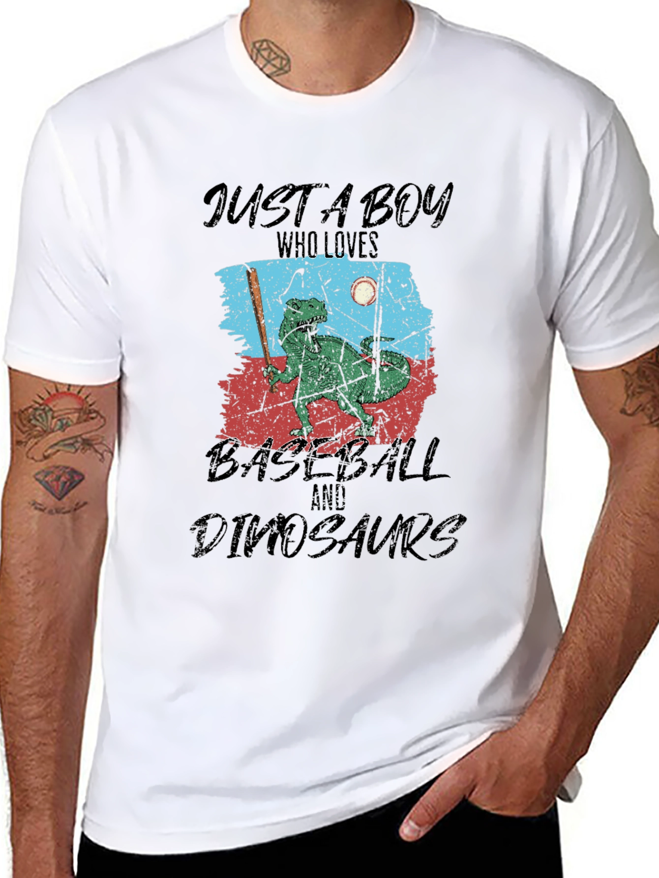 Just A Boy Who Loves Baseball and Dinosaurs T-Shirt
