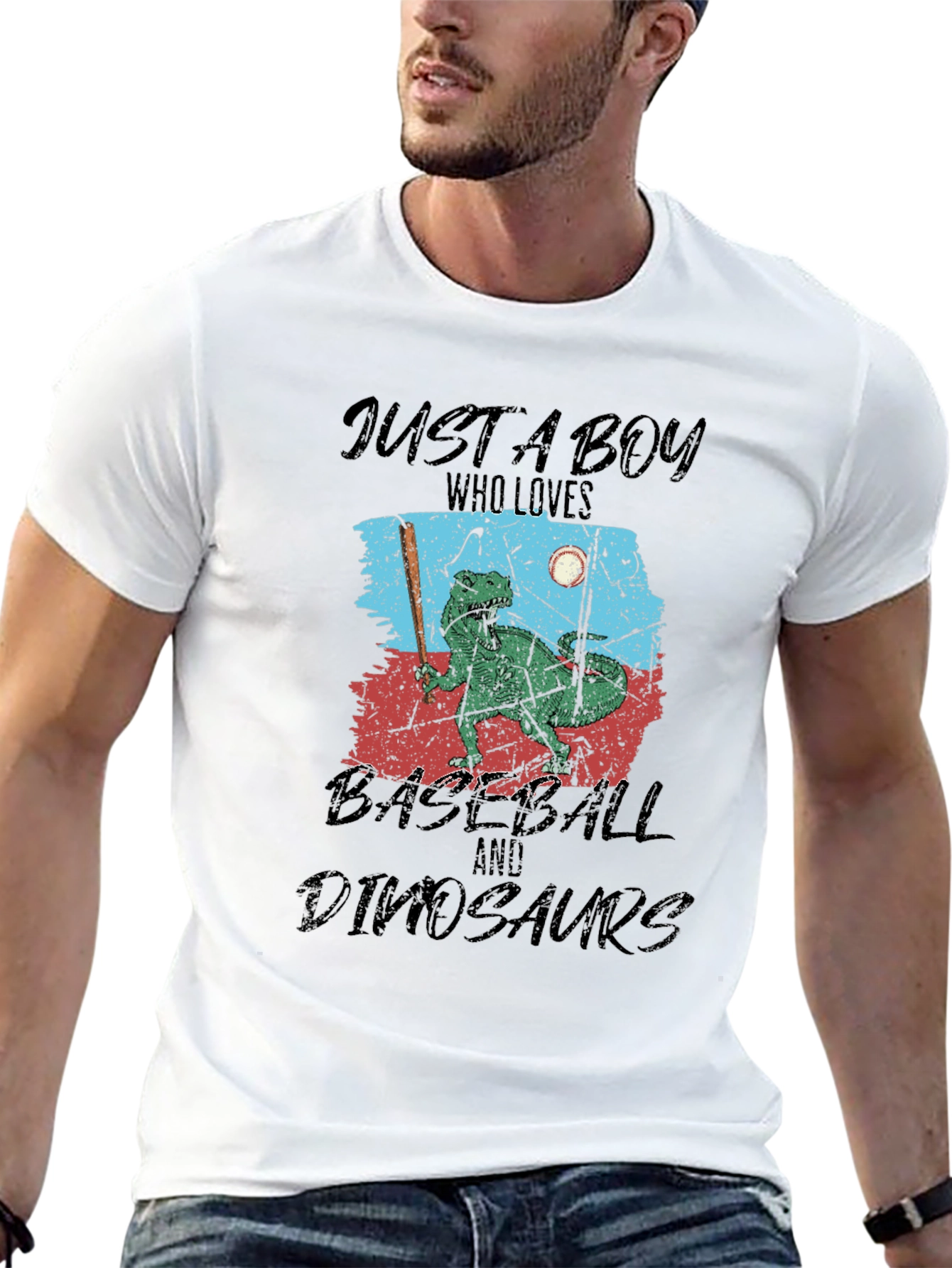 Just A Boy Who Loves Baseball and Dinosaurs T-Shirt