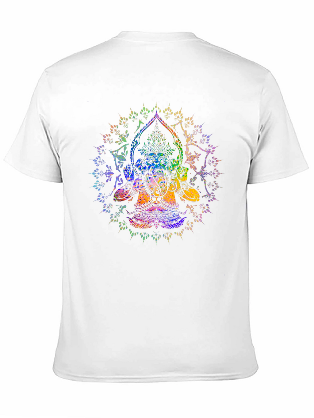 Rainbow Ganesha Graphic Print Black T-Shirt