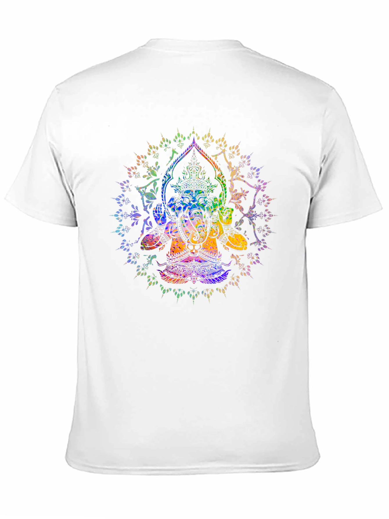Rainbow Ganesha Graphic Print Black T-Shirt