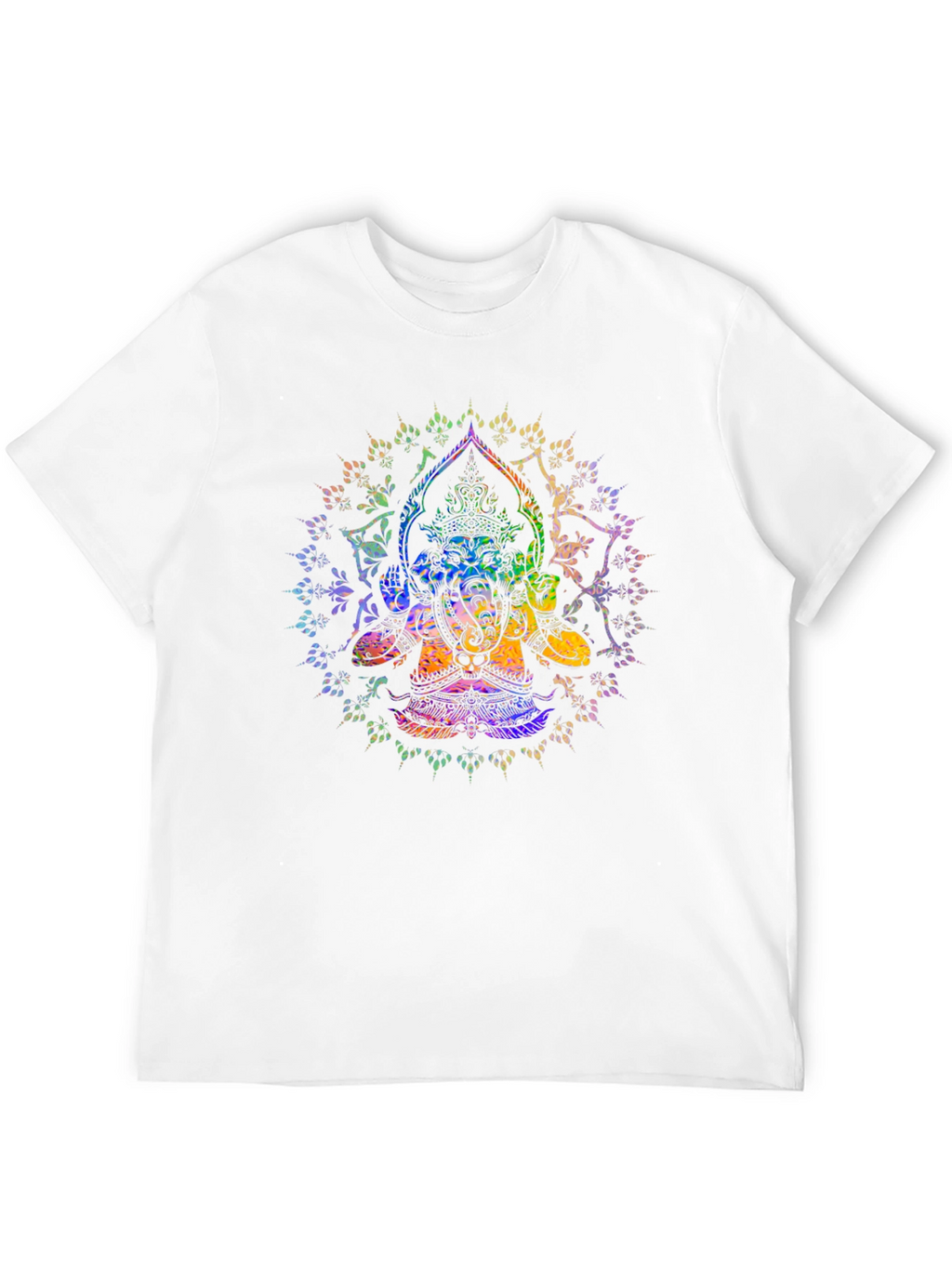 Rainbow Ganesha Graphic Print Black T-Shirt