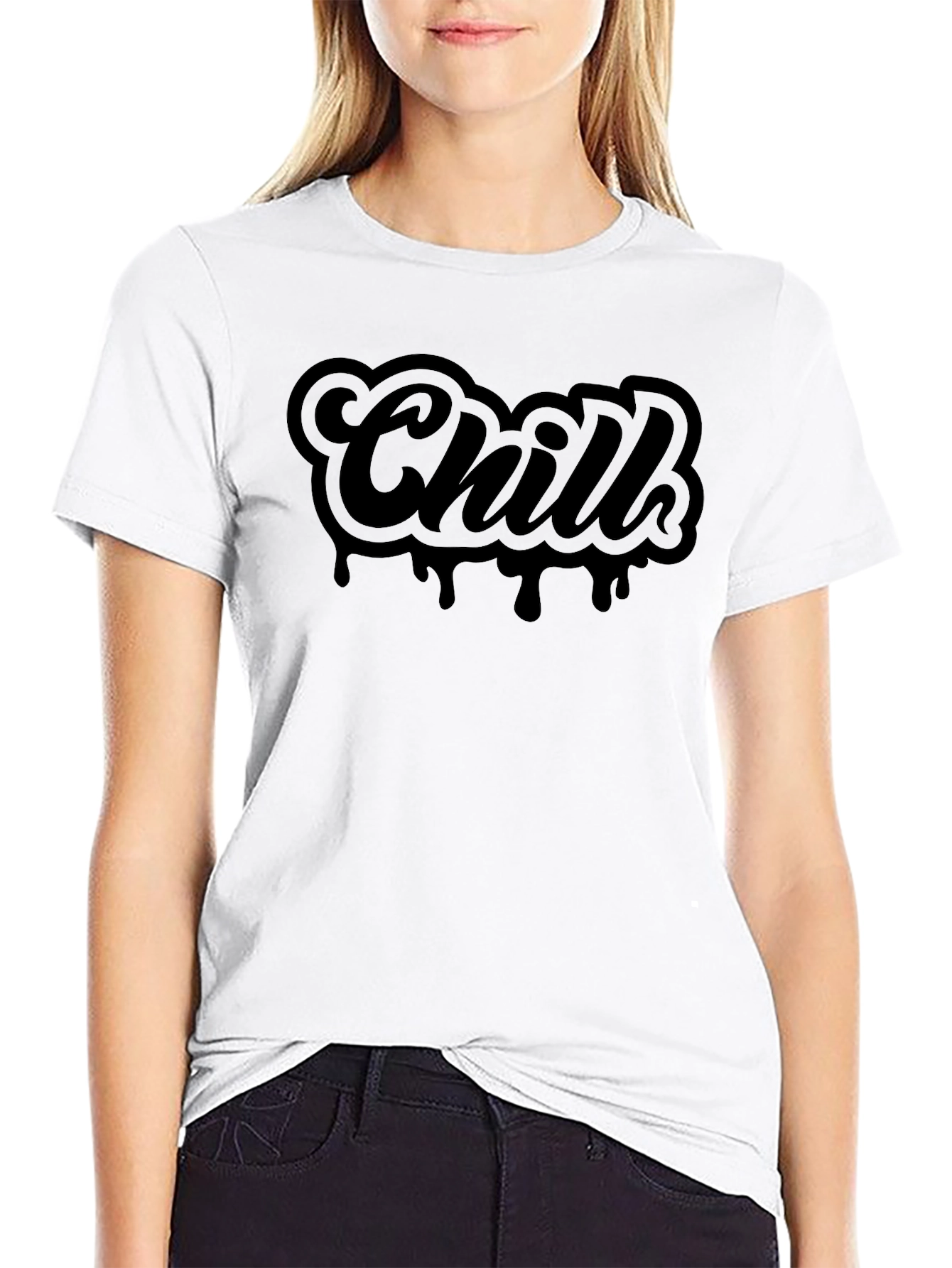 Chill Black Graphic T-Shirt - Casual Style