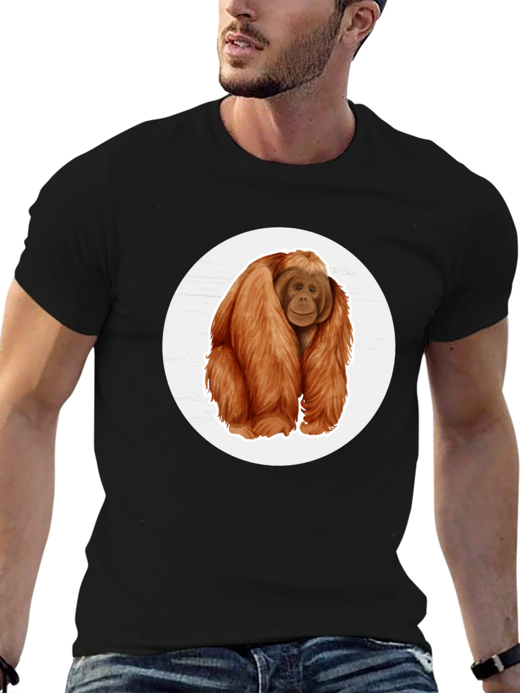 Orangutan Graphic Tee - Black Cotton T-Shirt