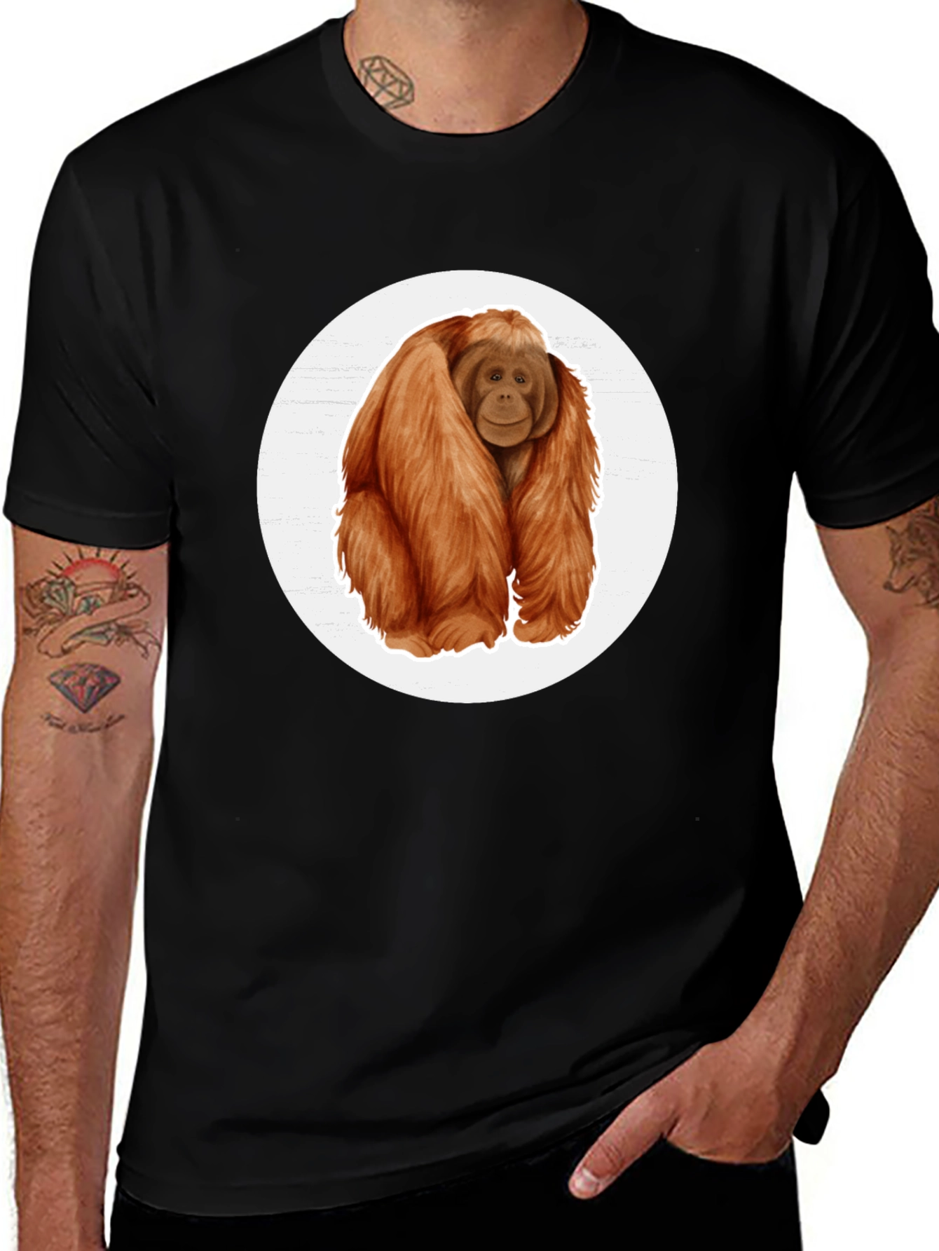 Orangutan Graphic Tee - Black Cotton T-Shirt