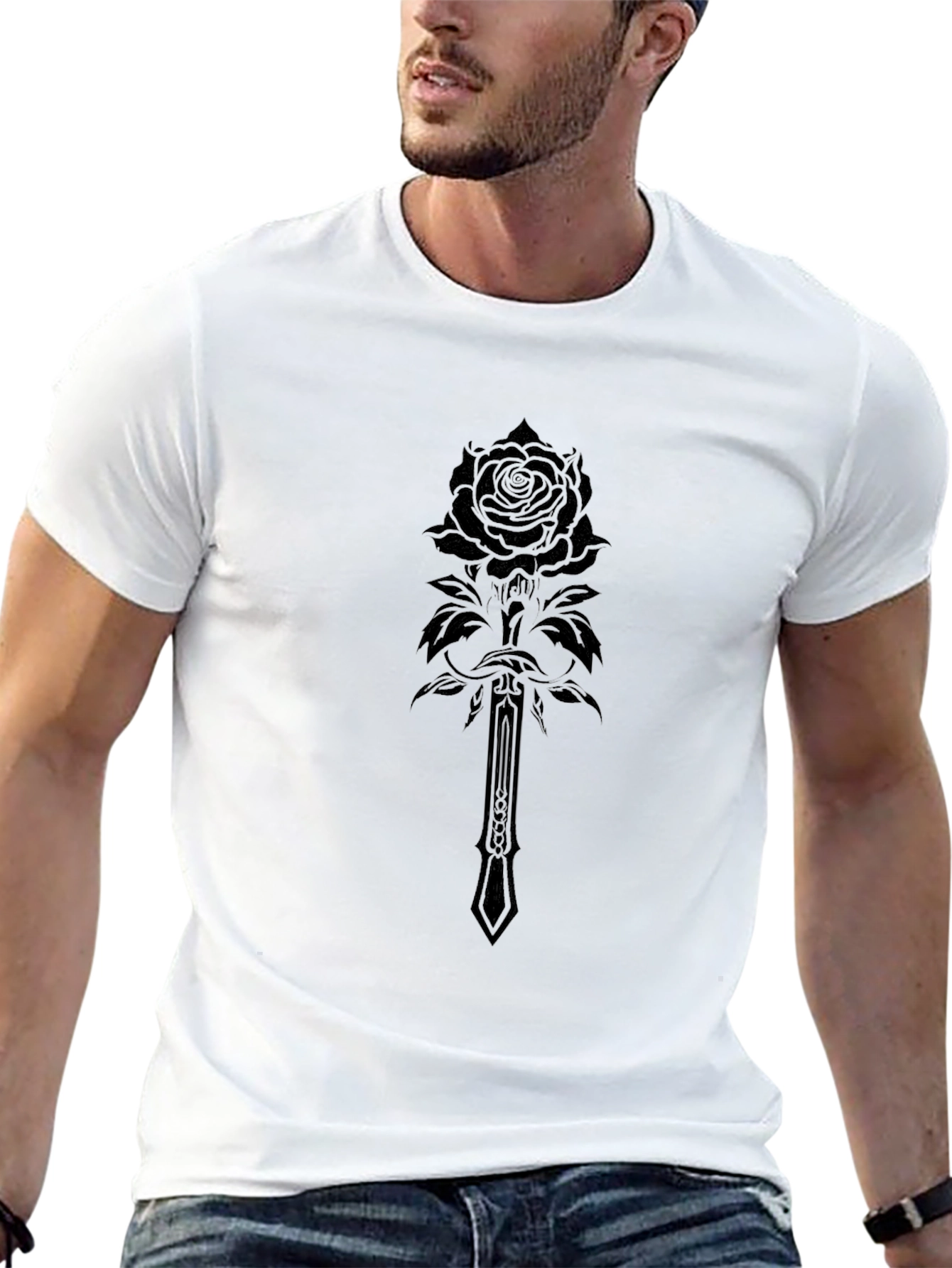 Rose & Sword Black Graphic Tee