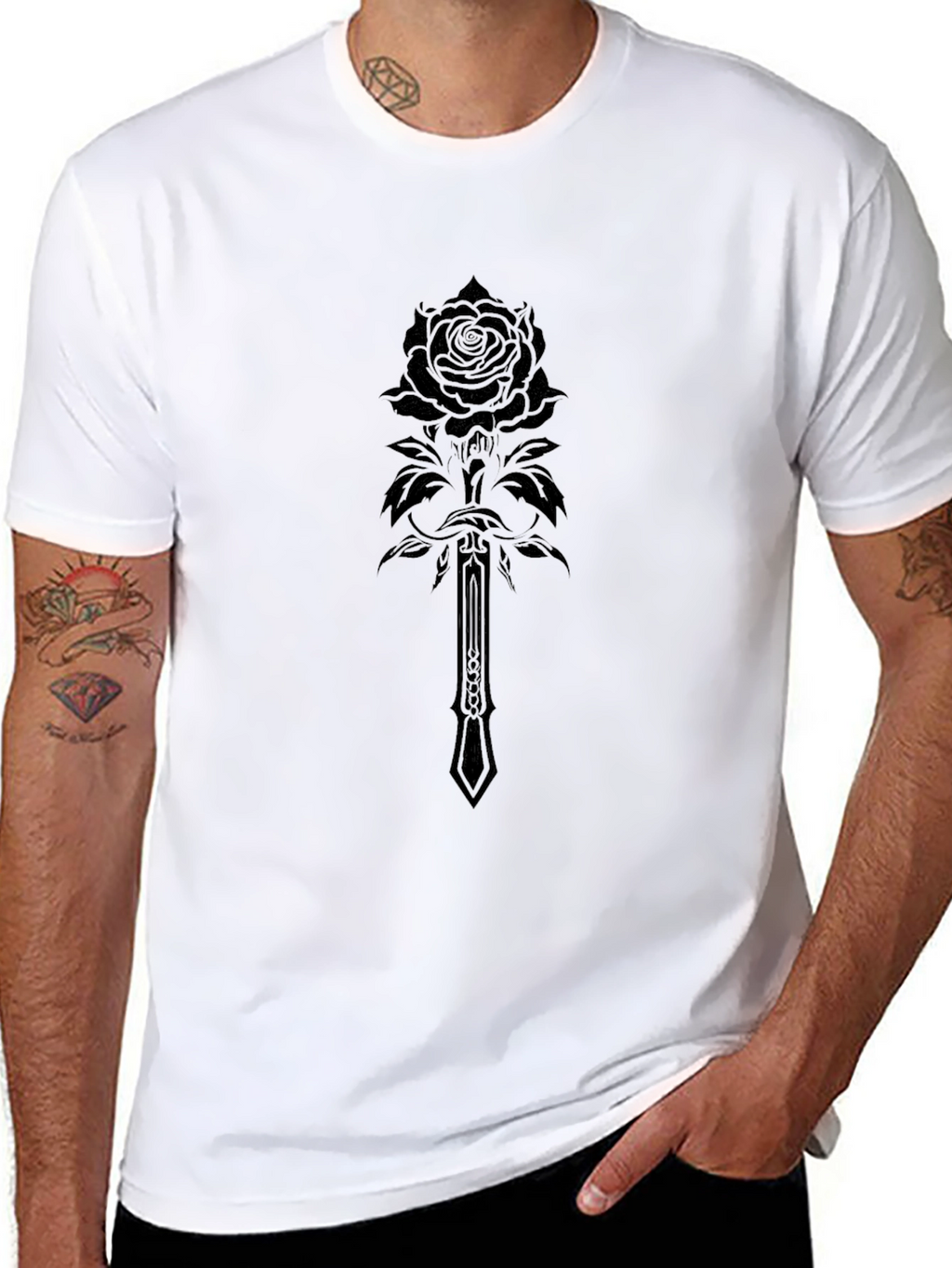 Rose & Sword Black Graphic Tee