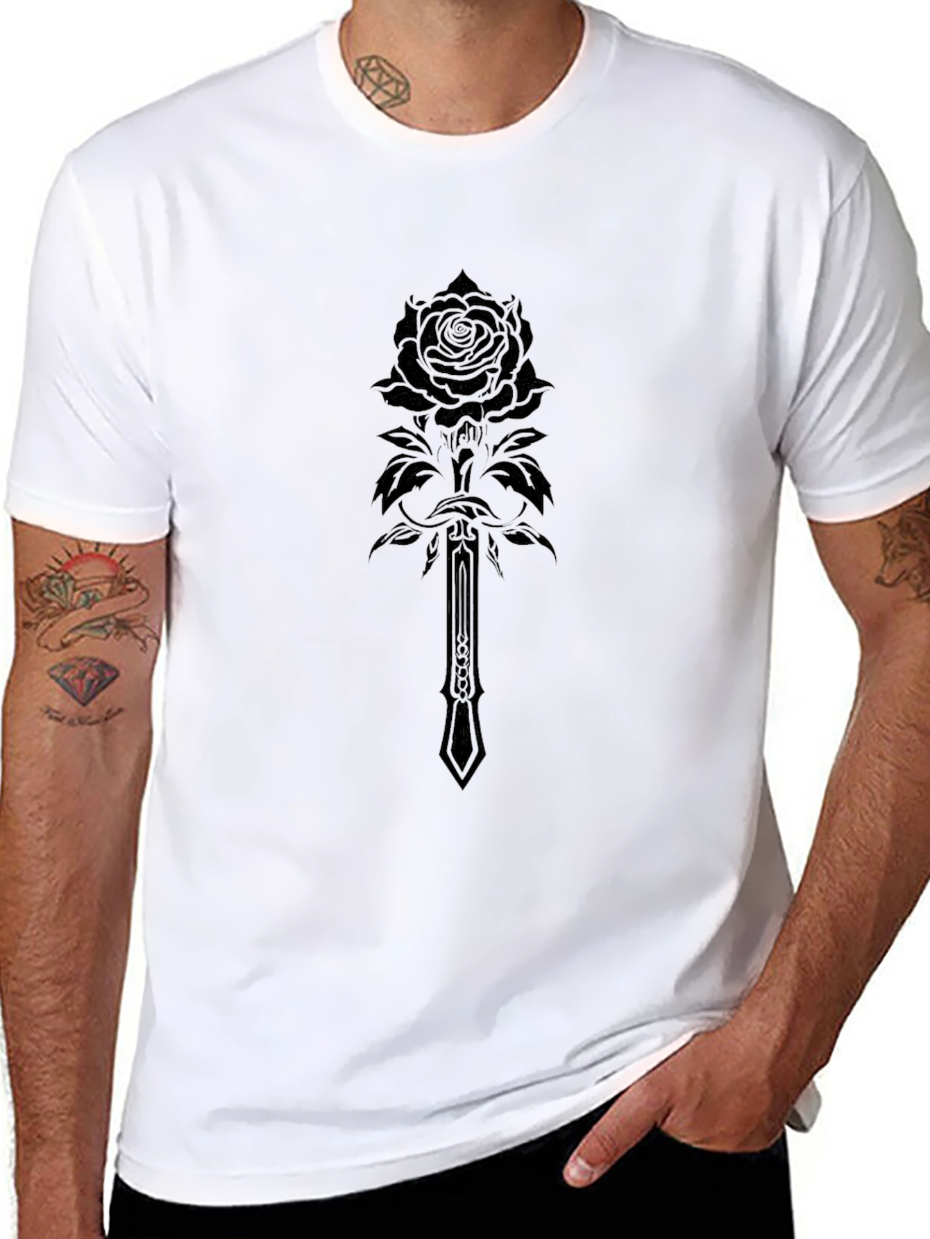 Rose & Sword Black Graphic Tee