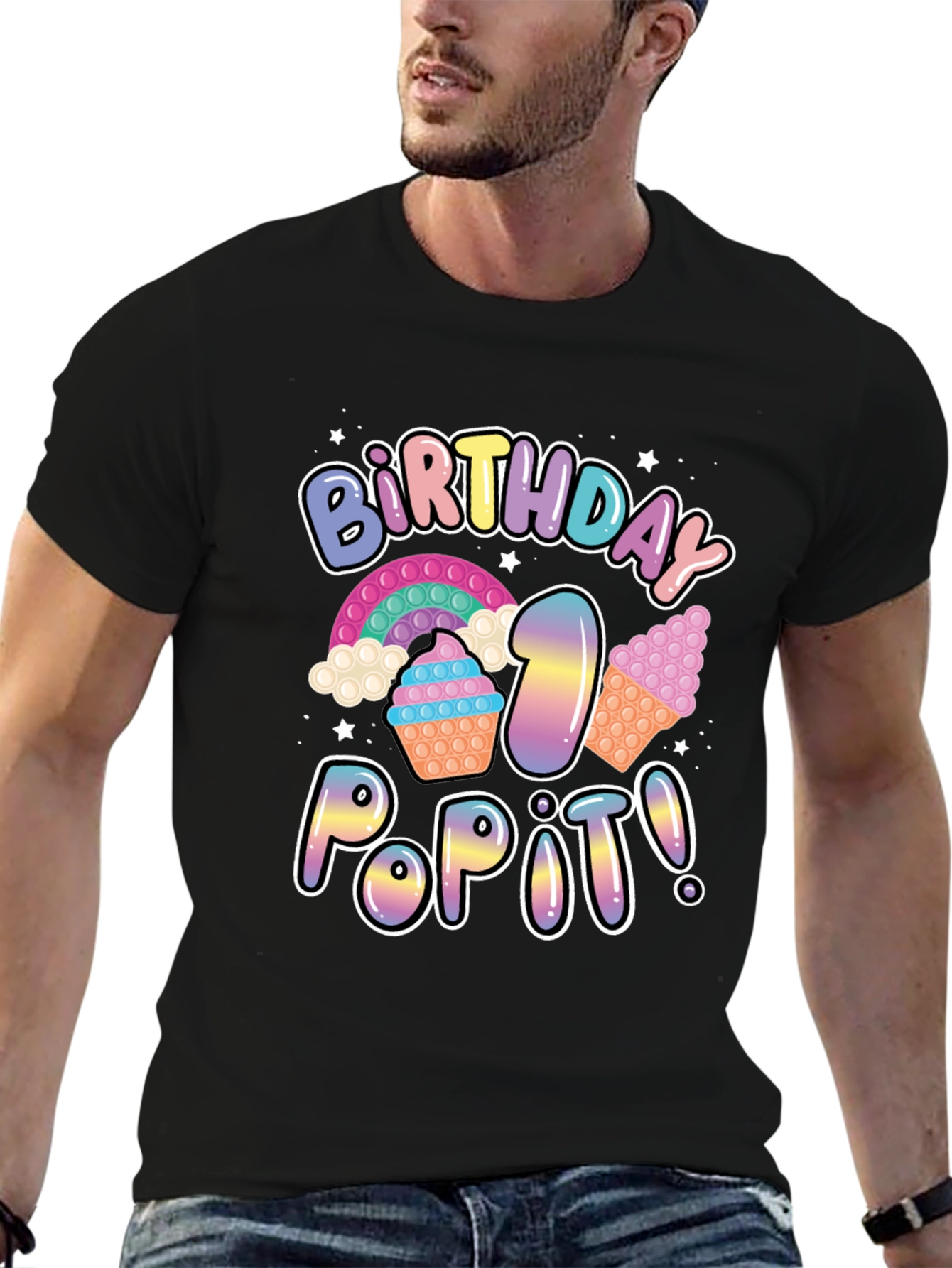 Birthday Pop It! Black T-Shirt