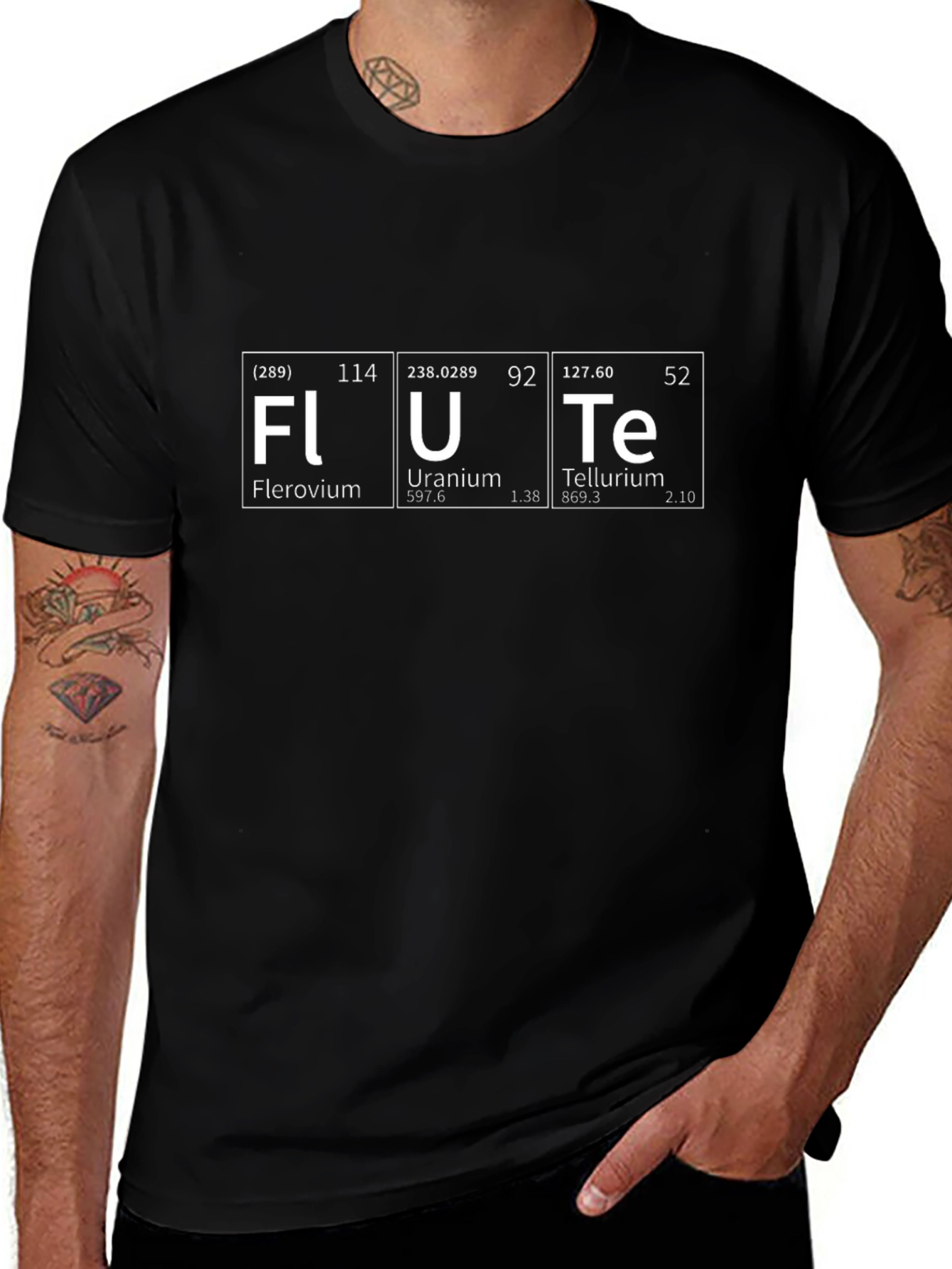 Funny Periodic Table Flute Black T-Shirt