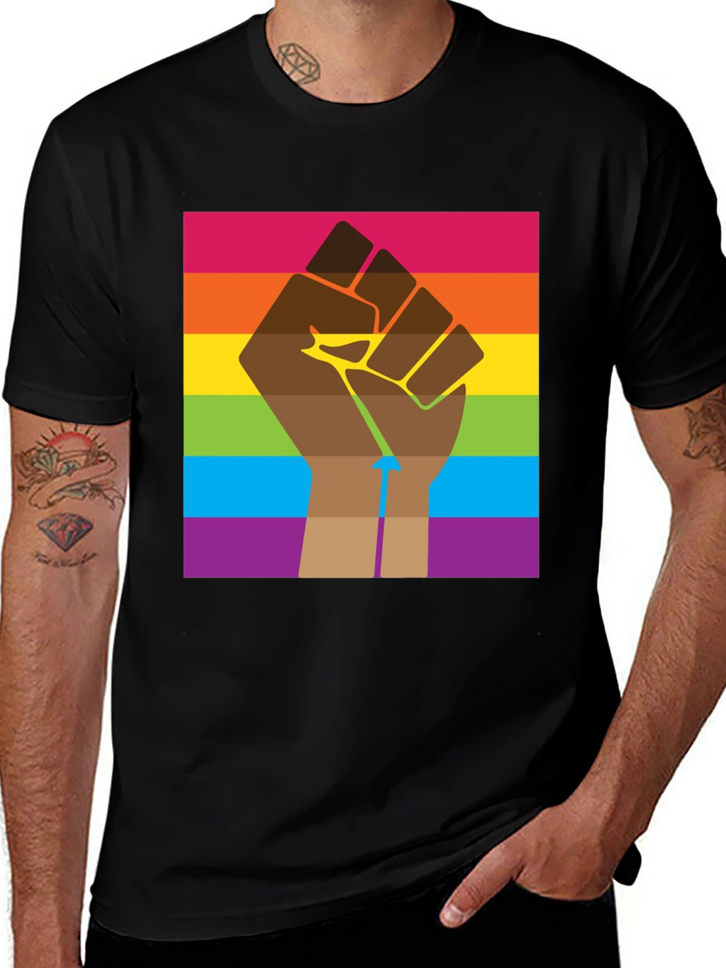 Pride Fist Graphic Tee - Black