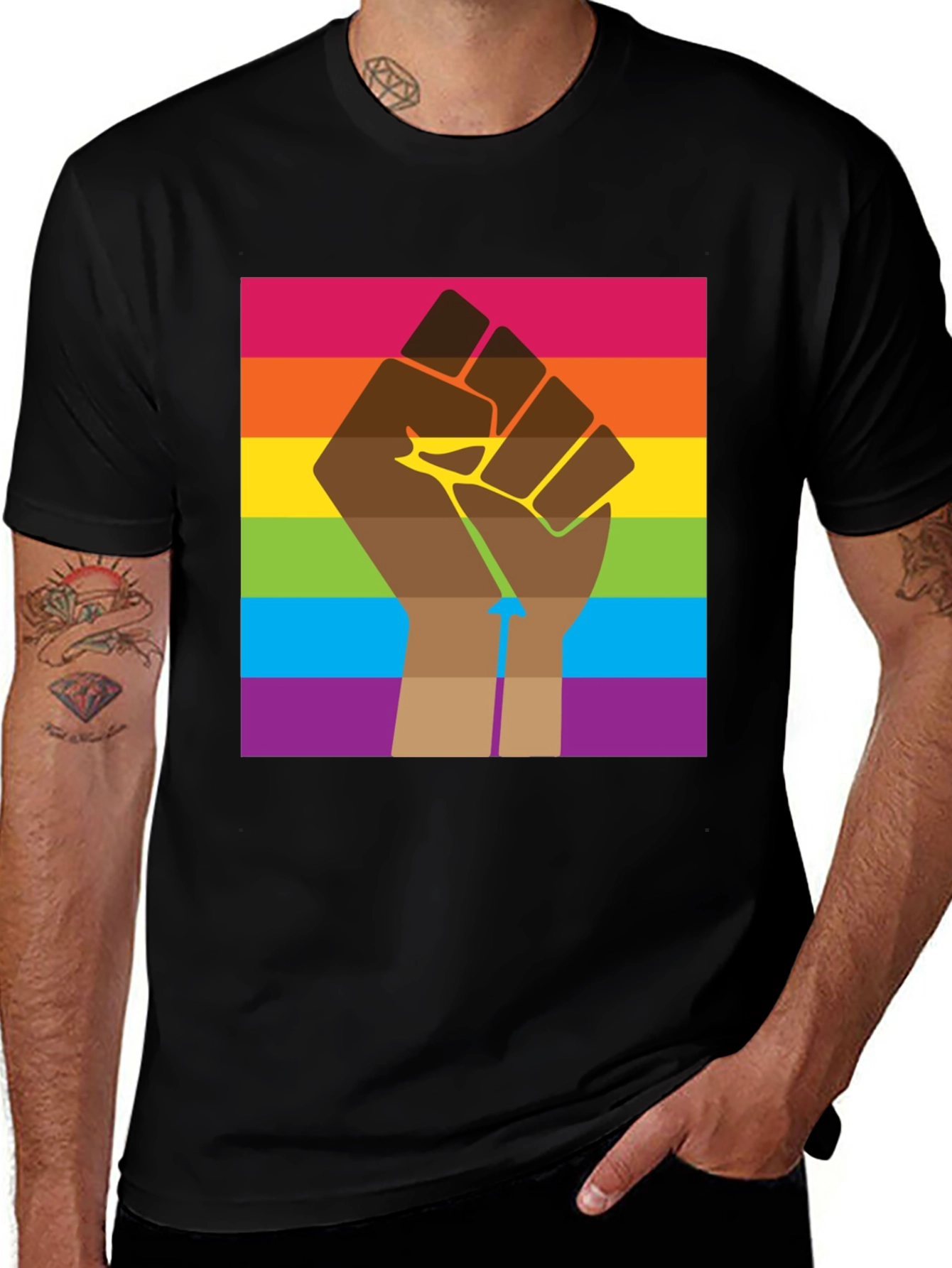 Pride Fist Graphic Tee - Black