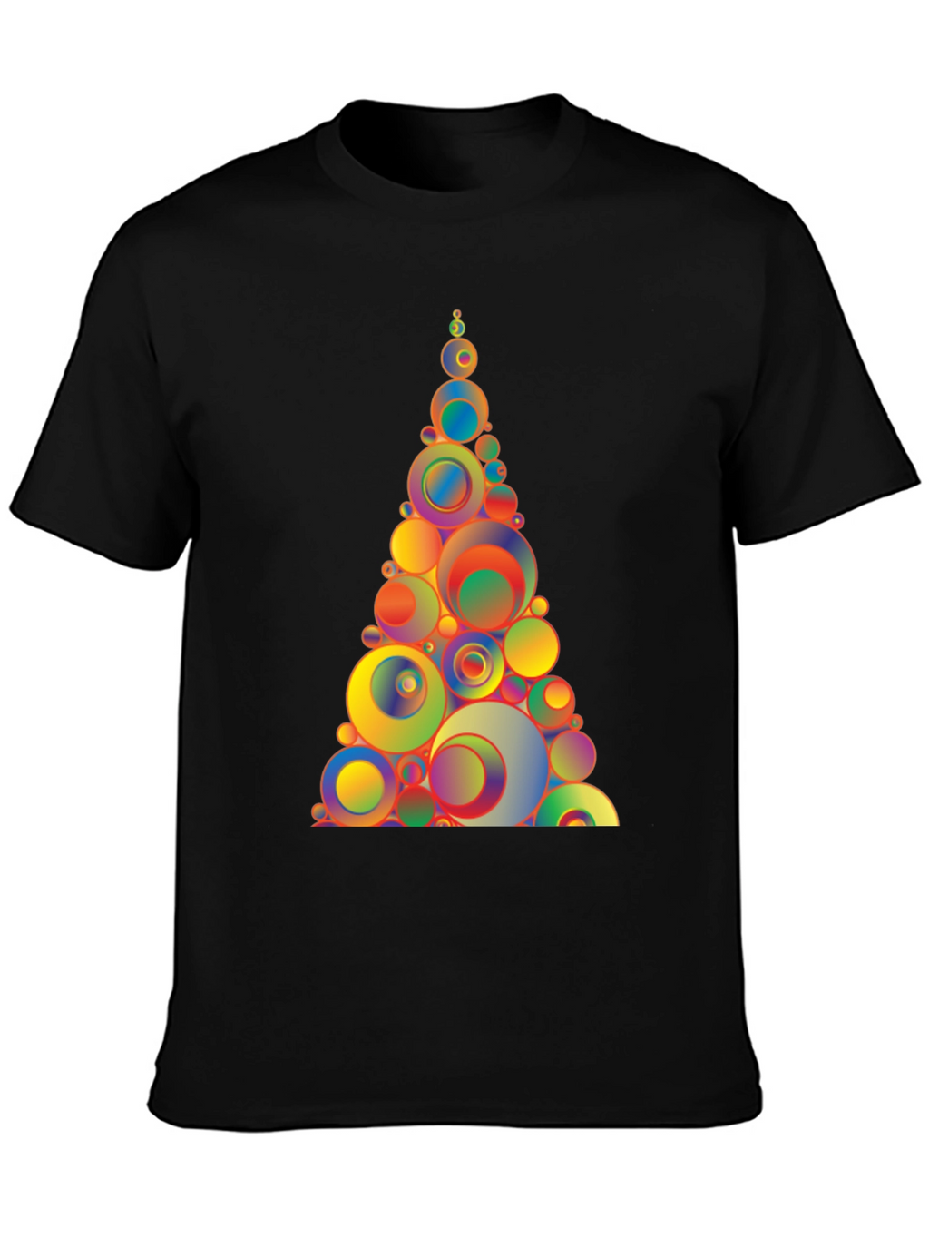 Geometric Circles Tree Black T-Shirt