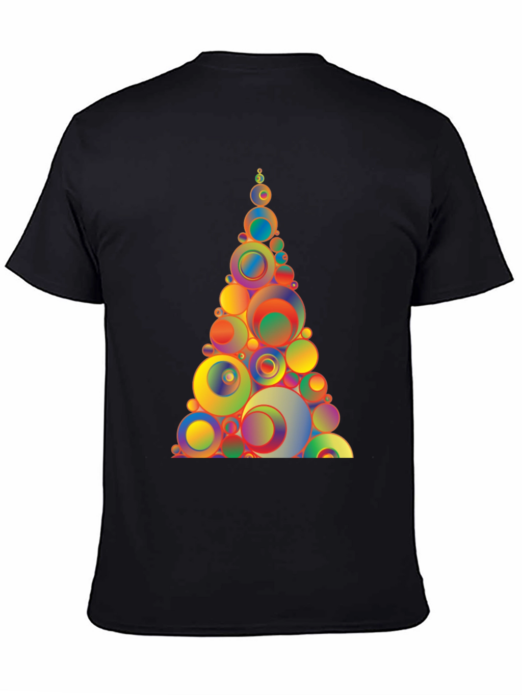 Geometric Circles Tree Black T-Shirt