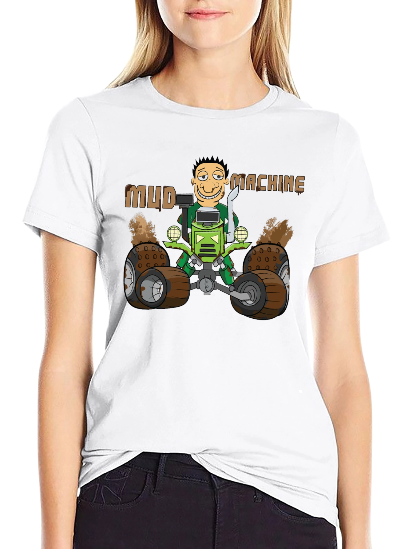 Mud Machine Cartoon Graphic T-Shirt