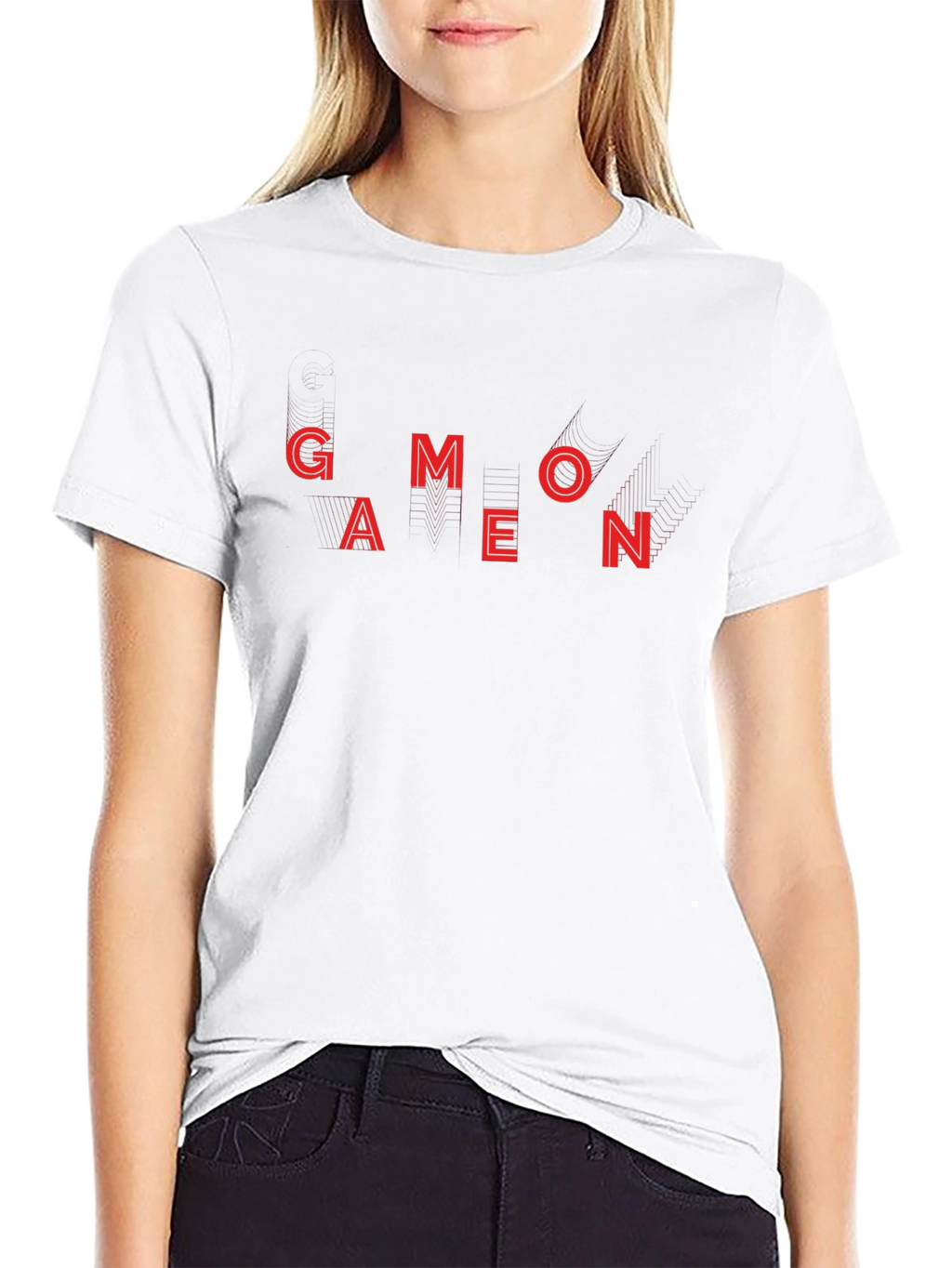 Geometric Red Letter Black T-Shirt