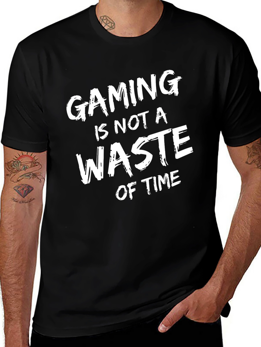 Gaming is Not a Waste of Time Black T-Shirt
