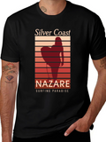 Silver Coast Nazare Surfing Paradise Black T-Shirt