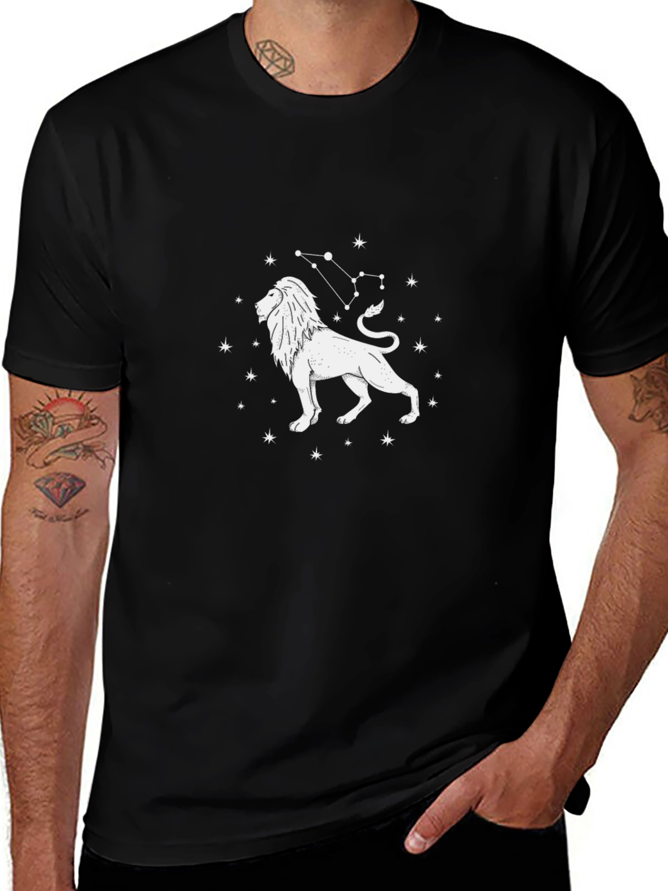 Leo Constellation Graphic Tee - Black