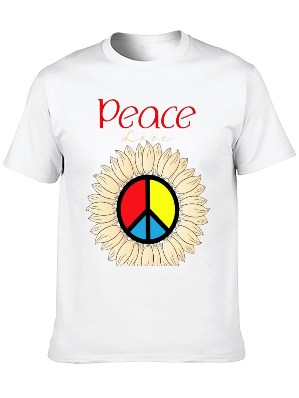 Peace & Love Sunflower Graphic Tee - Black