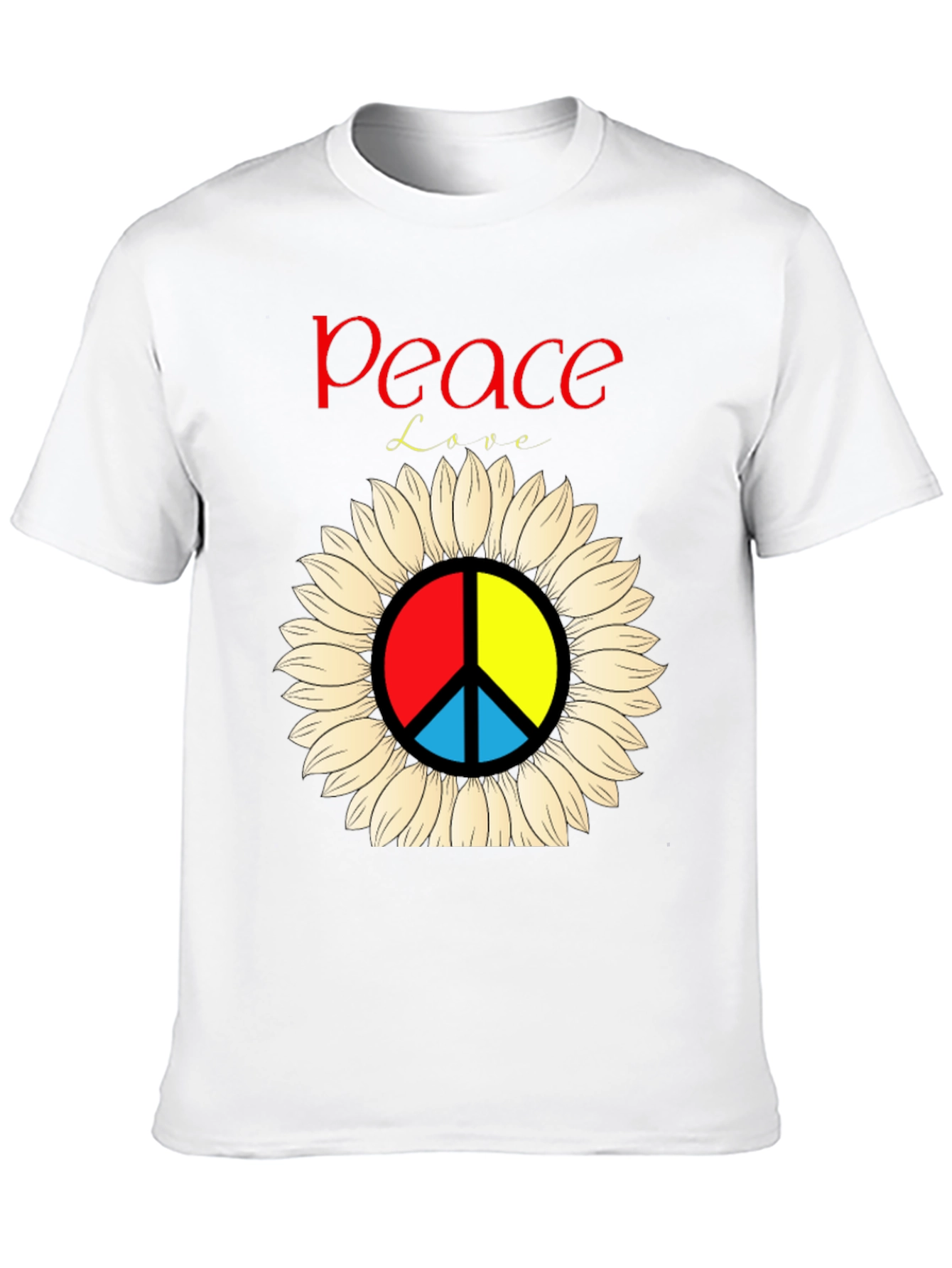 Peace & Love Sunflower Graphic Tee - Black