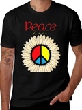 Peace & Love Sunflower Graphic Tee - Black