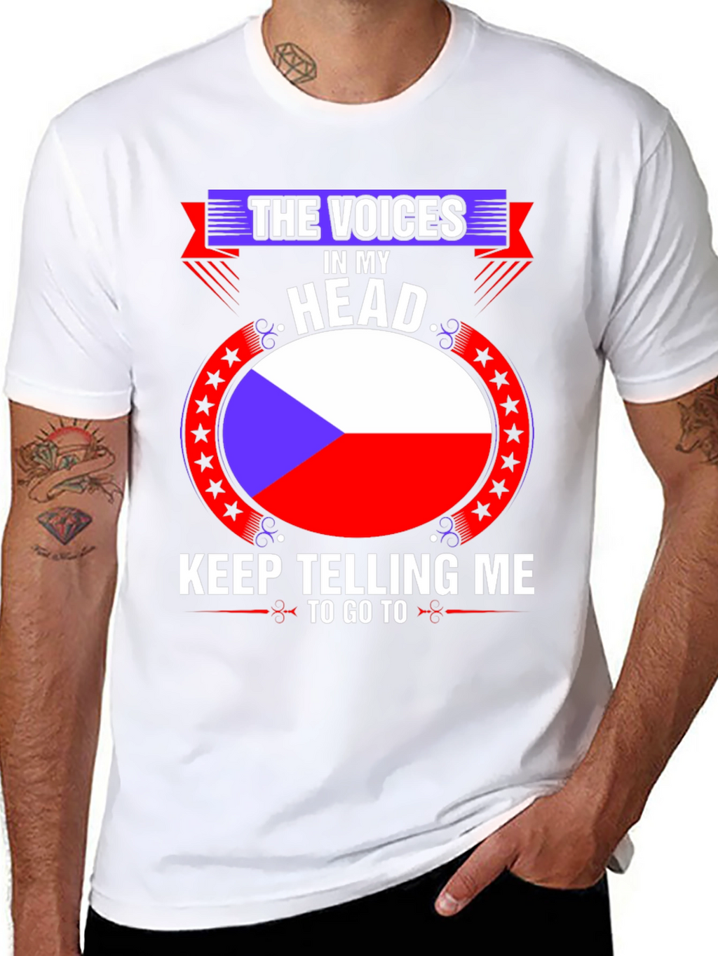 Czech Republic Flag T-Shirt:  The Voices in My Head