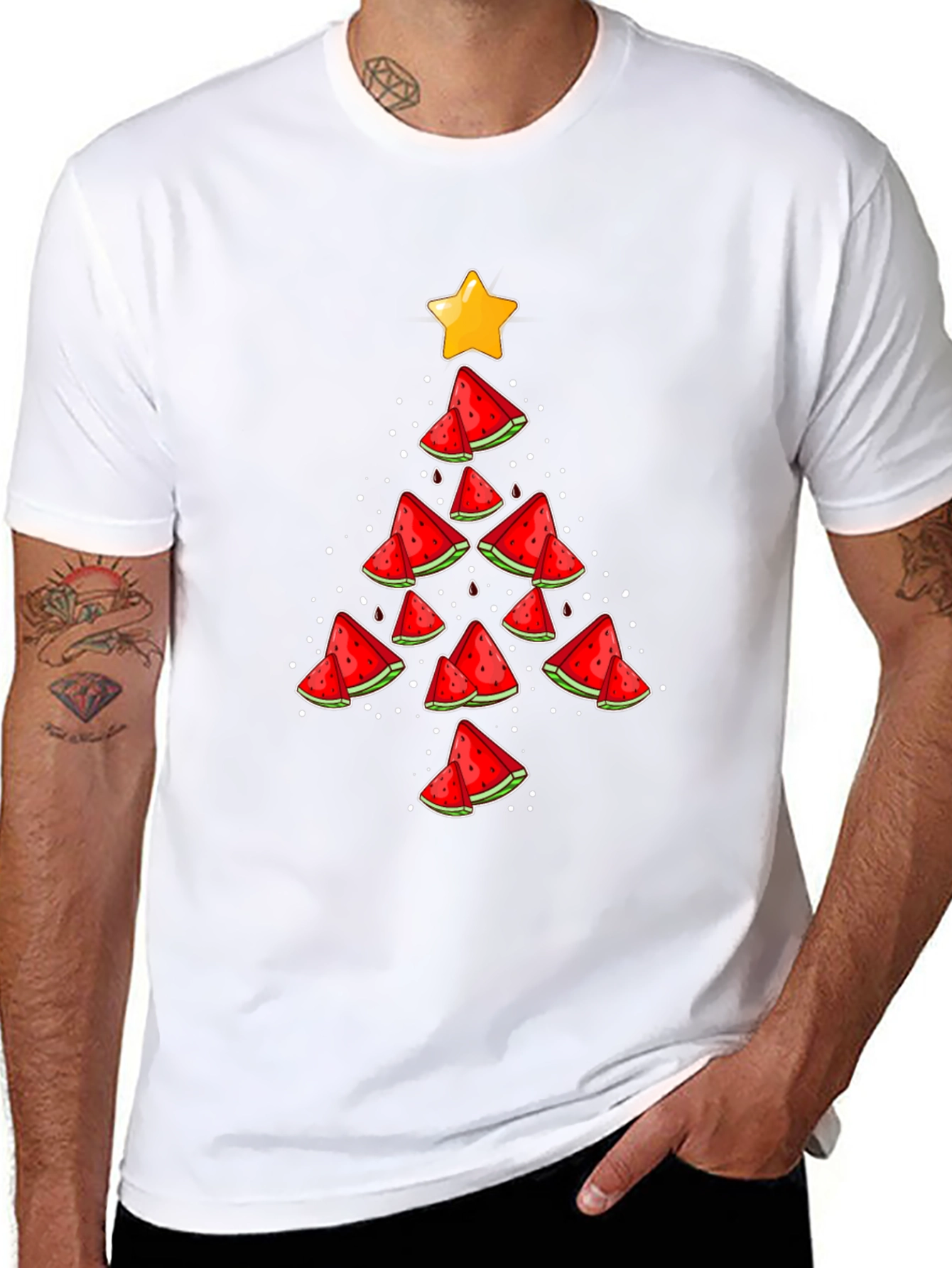 Festive Watermelon Christmas Tree Graphic Tee