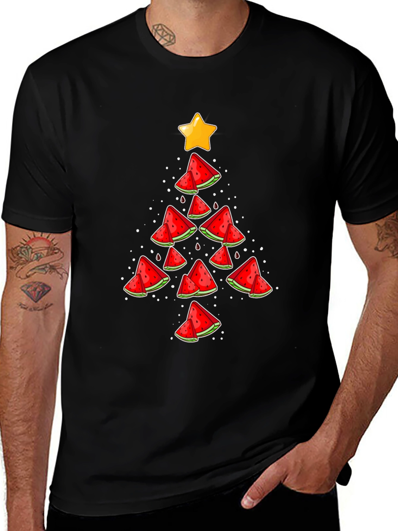 Festive Watermelon Christmas Tree Graphic Tee