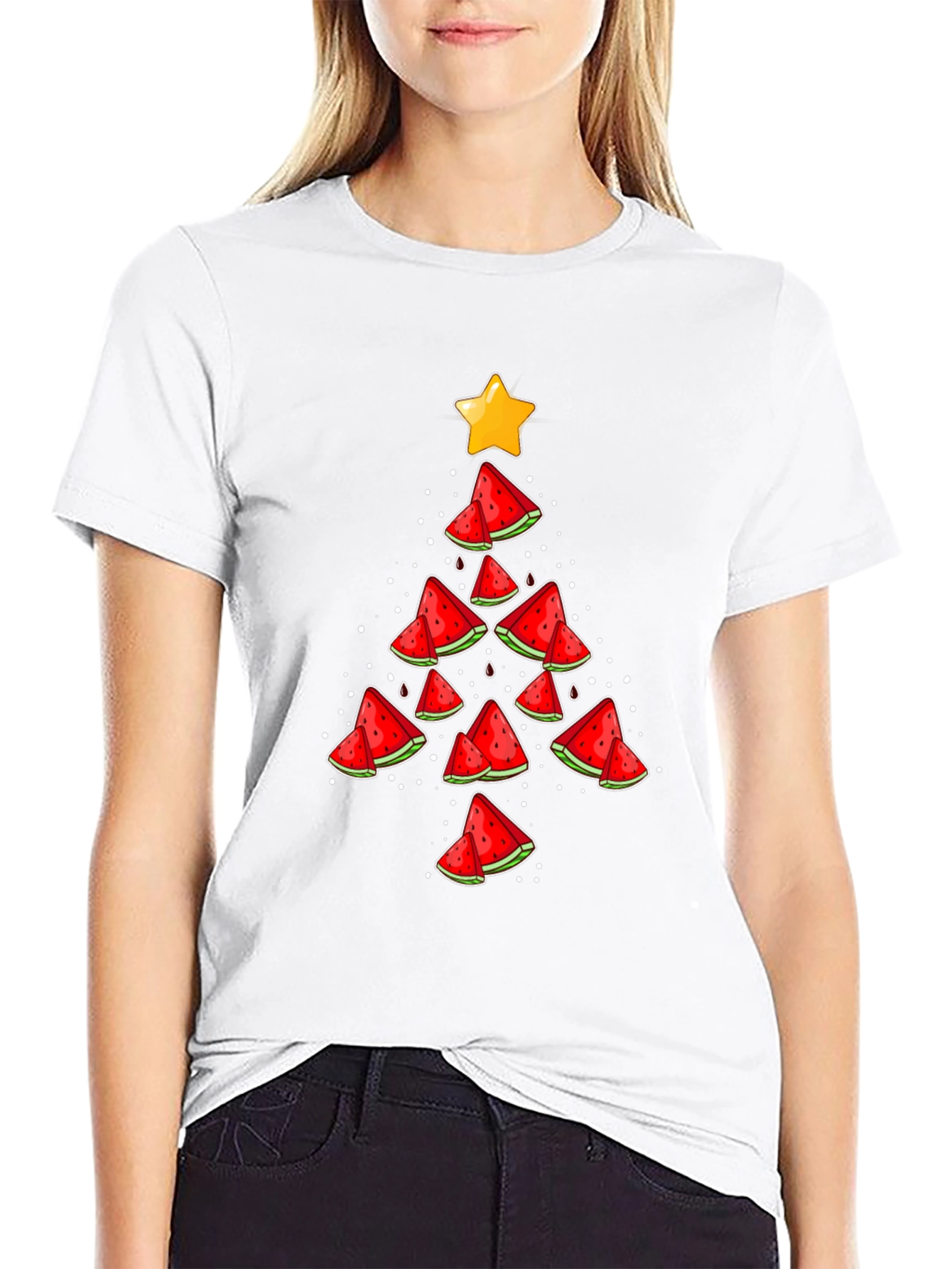 Festive Watermelon Christmas Tree Graphic Tee
