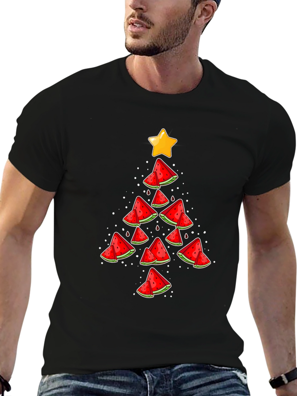 Festive Watermelon Christmas Tree Graphic Tee