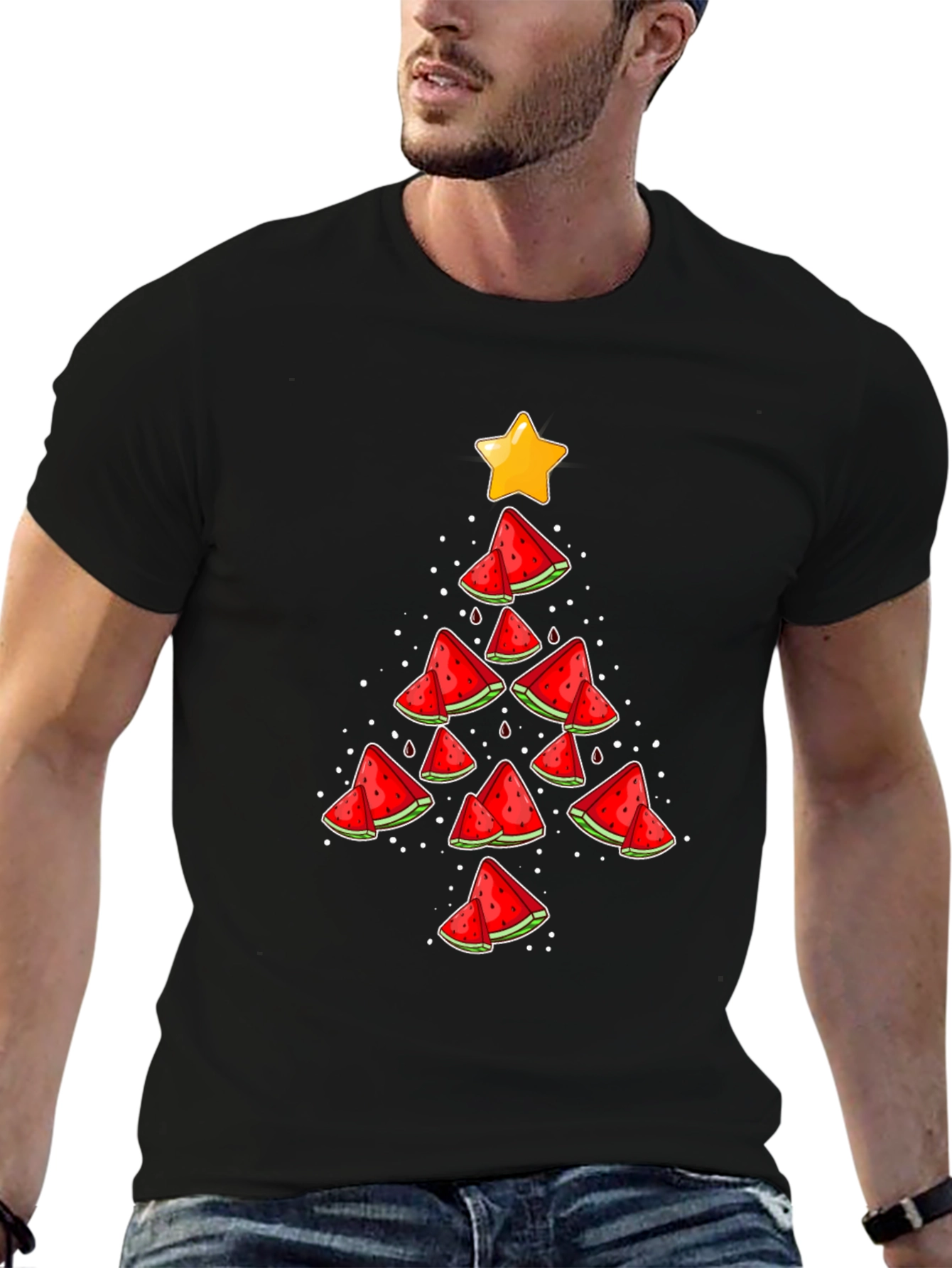 Festive Watermelon Christmas Tree Graphic Tee