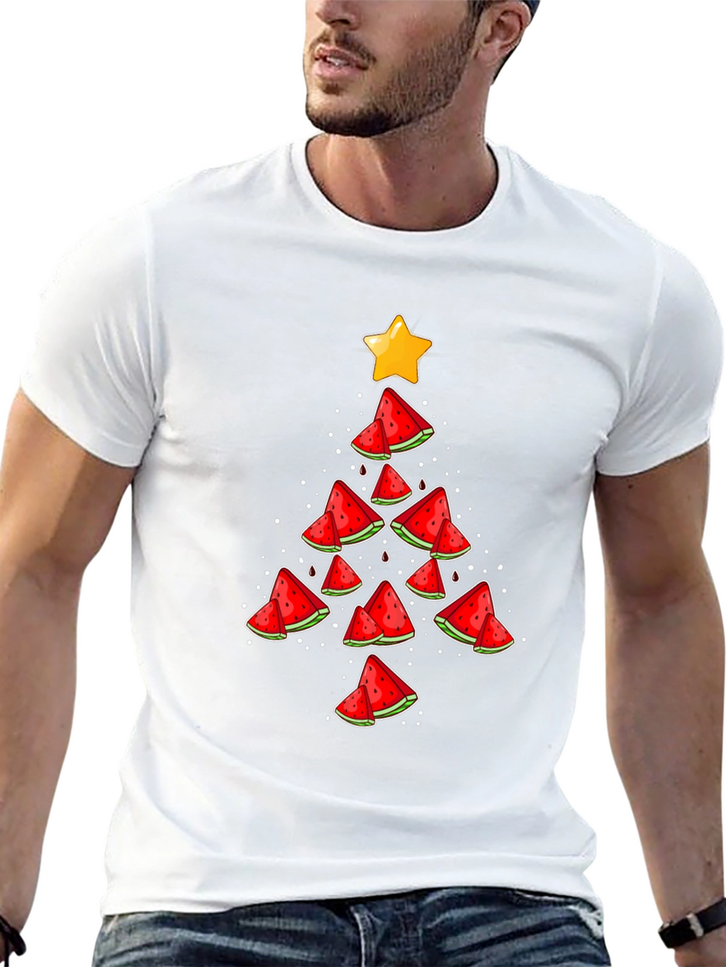 Festive Watermelon Christmas Tree Graphic Tee