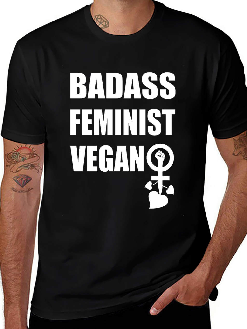 Badass Feminist Vegan Graphic Tee