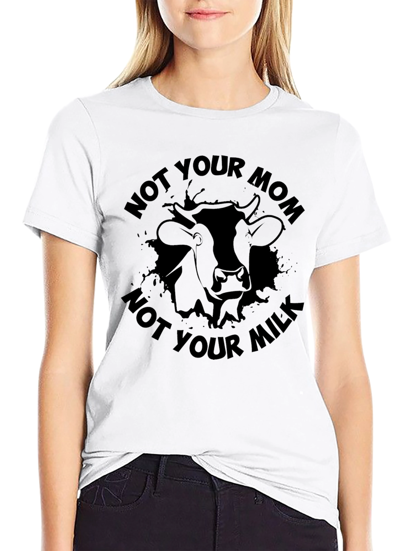Not Your Mom Not Your Milk Black Graphic T-Shirt
