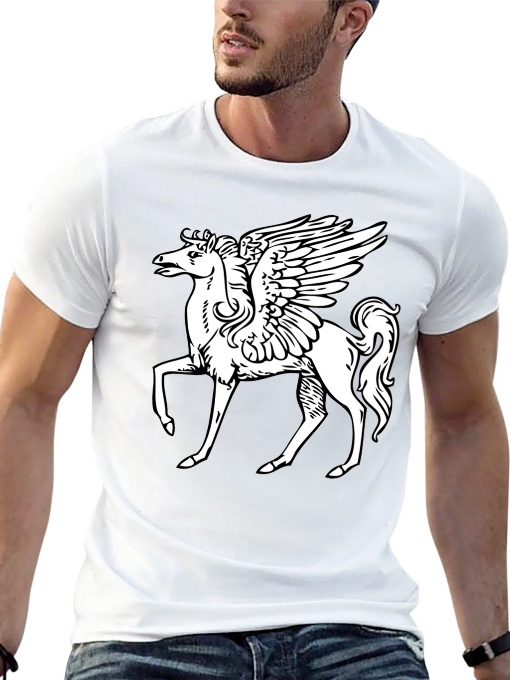 Pegasus Graphic T-Shirt - Black Cotton Tee