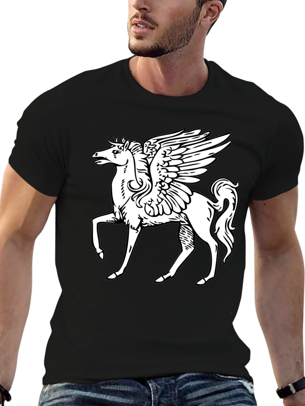 Pegasus Graphic T-Shirt - Black Cotton Tee