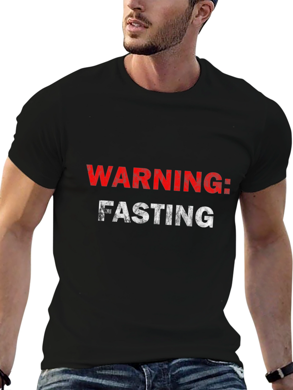 Warning: Fasting Black Graphic Tee