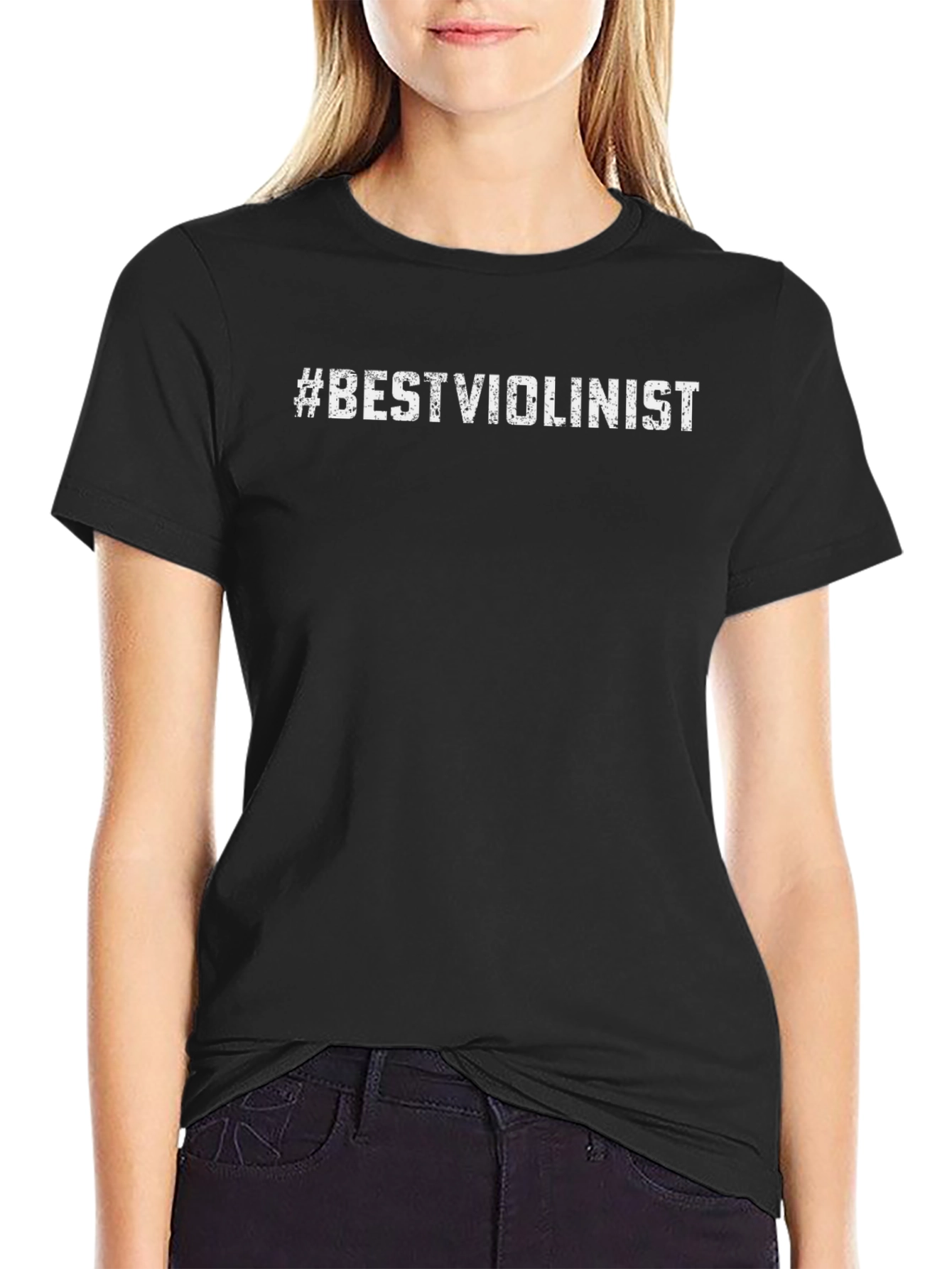 #BestViolinist Black Crew Neck Short Sleeve Graphic T-Shirt